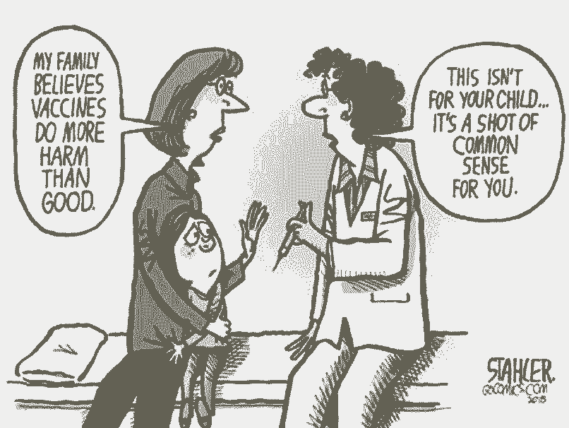 كاريكاتور عن التوحد والتطعيمات